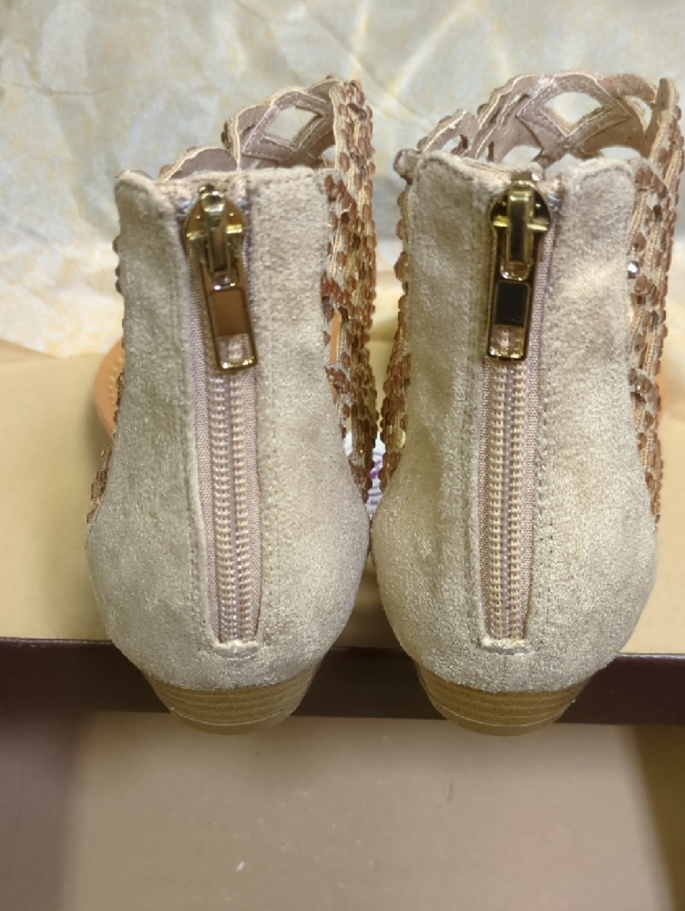 Zigi Soho Gold Embellished Cutout Gladiator Sandals - Picture 5 of 6